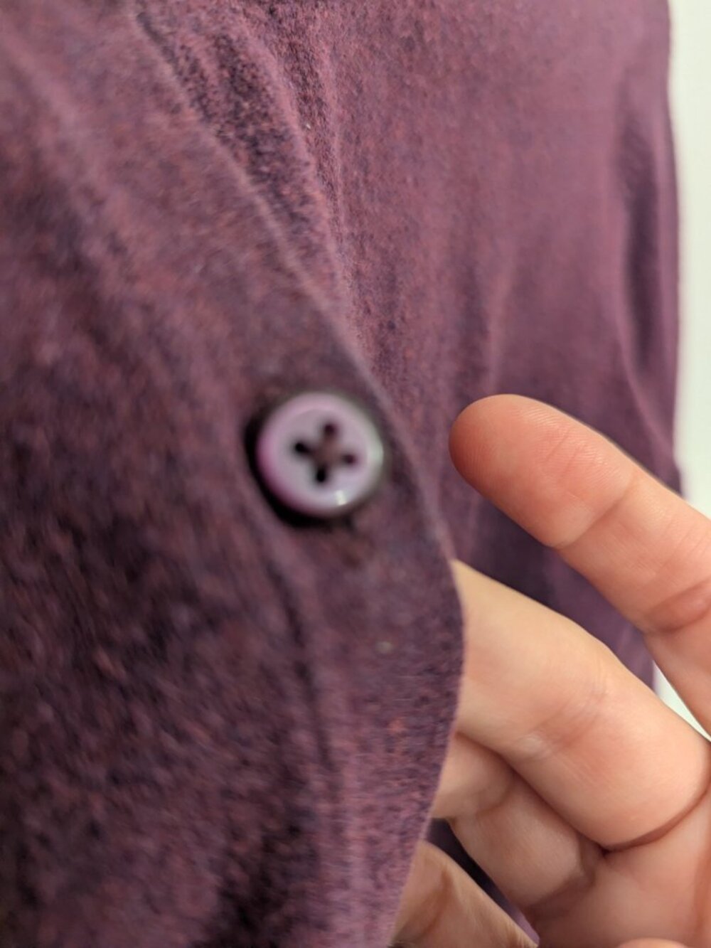 Purple Plum Cotton Long Sleeve Cardigan Merona XS With Spare Button - Picture 4 of 5